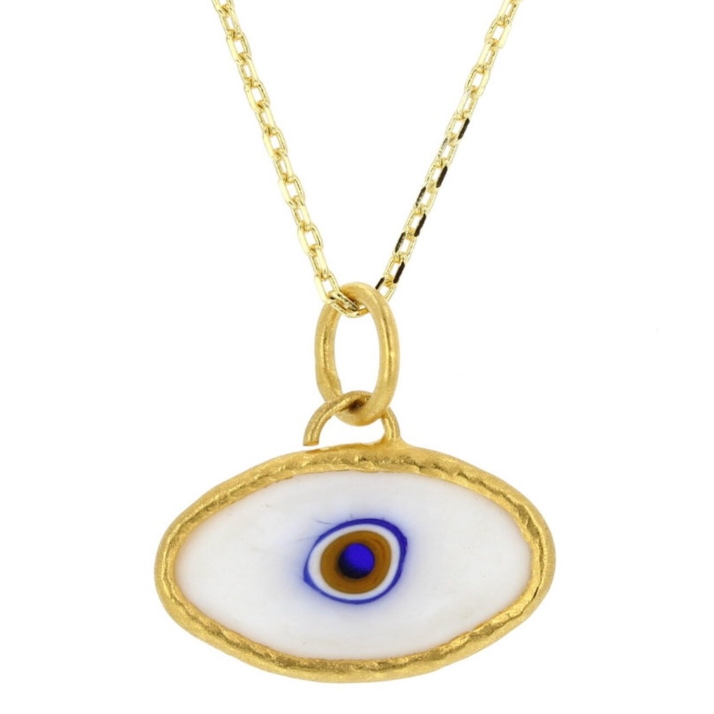 24Kt Layered Silver Evil Eye Necklace - Picture 1 of 1